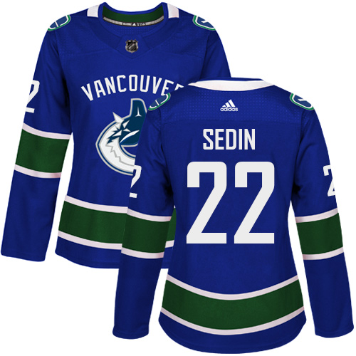 Adidas Vancouve Canucks #22 Daniel Sedin Blue Home Authentic Women Stitched NHL Jersey